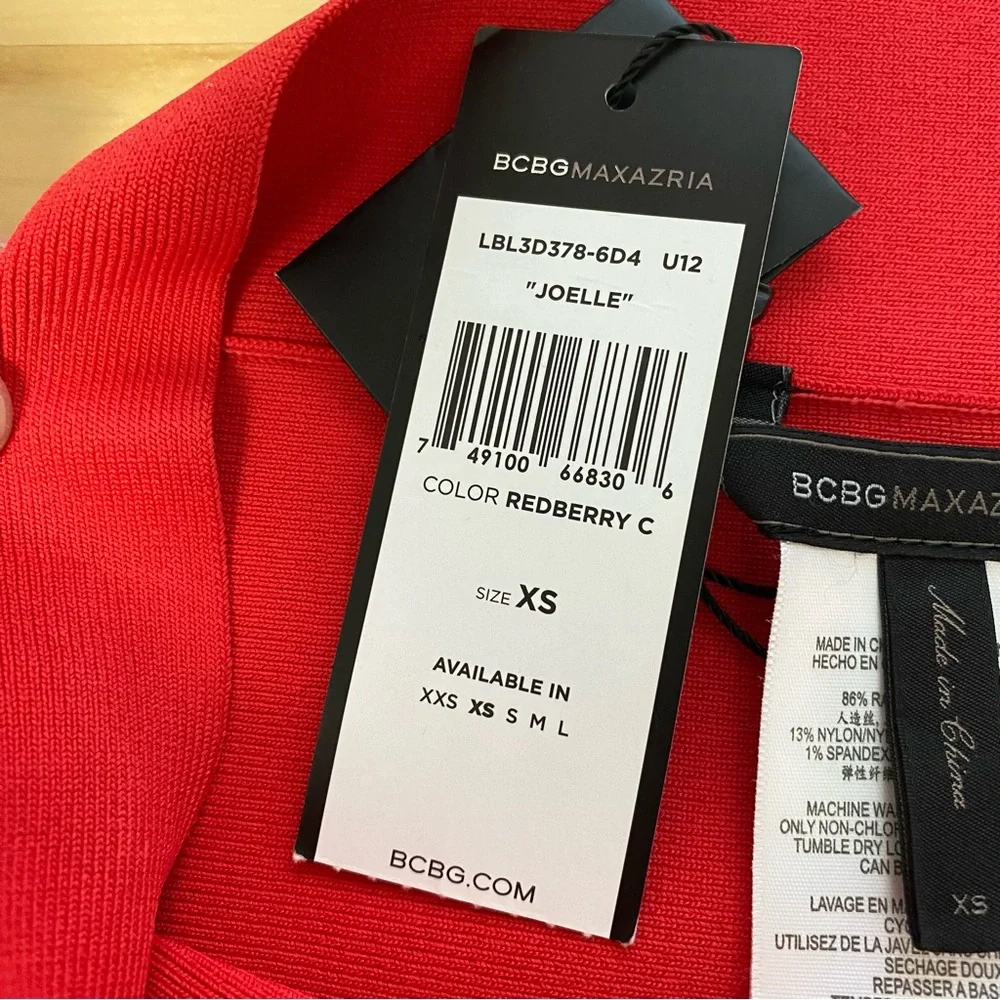 *NWT* BCBGMaxAzria Joelle Holiday NYE Chic Color Block Mini Skirt Redberry Combo